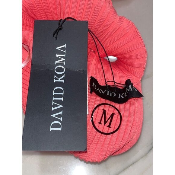 DAVID KOMA For FWRD Maxi Dress in Red Orange Medium New Womens Ribbed Knit Midi - Picture 8 of 10